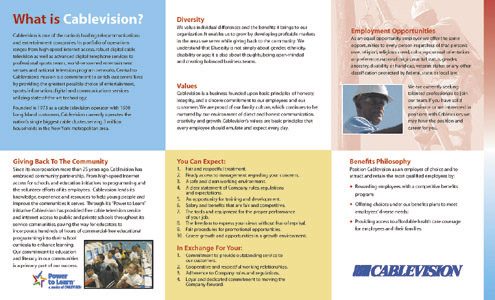 Cablevision brochure